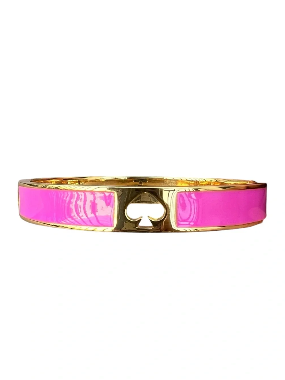 Kate Spade Punch Hole Spade Pink Enamel Hinge Bangle